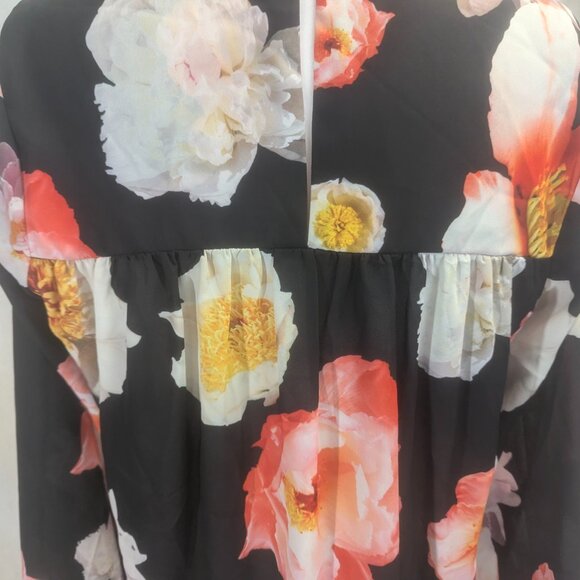 NWT Gianni Bini Choker Neck Black Floral Tunic Size Small - Picture 6 of 14